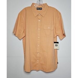 Reef Men's Orange Short Sleeve Button Up Shirt Size Large NWT